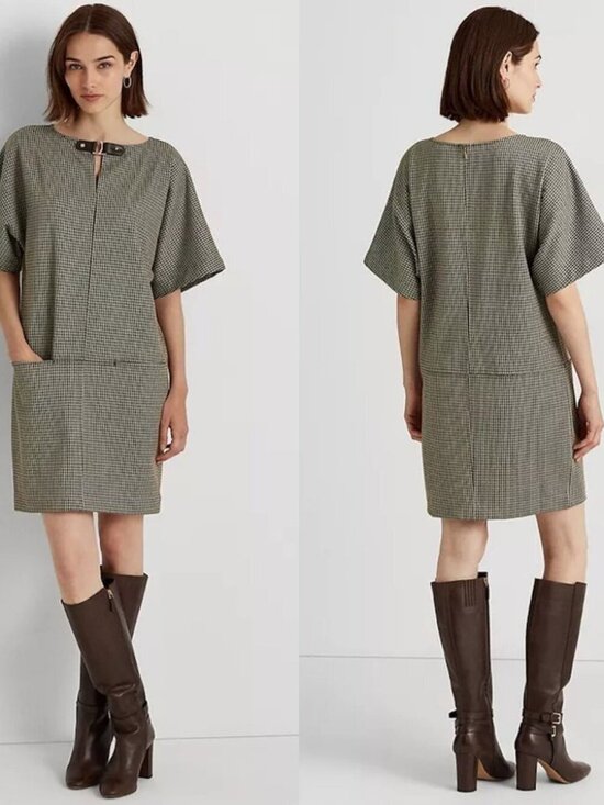 Lauren Ralph Lauren Dresses & Skirts - Ralph Lauren Houndstooth Jacquard Buckle Trim Equestrian Shift Dress Size XXL